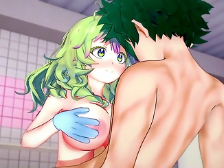 Revealed: Toru Hagakure's Invisible Body Unleashes Her Luscious curves for Deku in the Communal Shower
