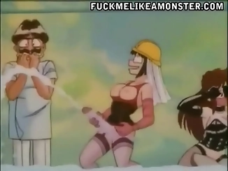 Japanese Anime Fetish: Triple Fuck with a Strap-on!