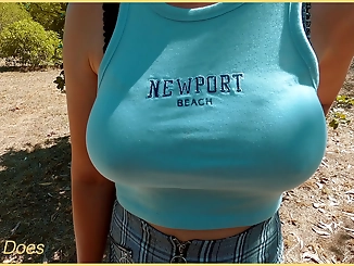 Unleash Your Desires with This Luscious MILF's Juicy Big Tits in Public