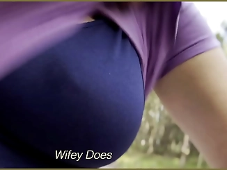 Naughty MILF Exposes Her Irresistible Breasts on a Daring Public Hike!