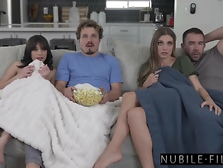 Japanese beauty Aria Valencia and Kenzie Love's steamy sex session in Scary Movie Night - S44:E11