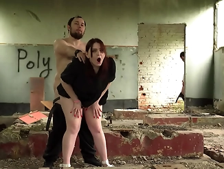 Enchanting MILF Takes on Cuckold in Rough Sex on Abandoned Balcony