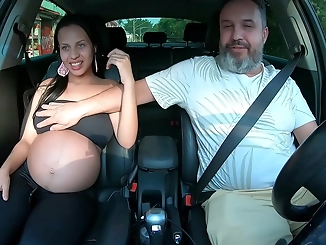 Sexy Latina with a Bump Struts Her Stuff Down the Street! (Includes Hot Pregnant Footage)