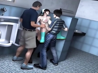 Experience the Erotic Adventures of a Lucky Student with Enchanting Big Boobs Cleaning Staff - Hentai 3D Scene