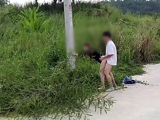 Thai Girl Gets Fucked on the Side of the Road: Hot Asian MILF Enchantress Allures with Her Luscious Body