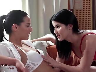 Don't Miss This! Sultry Lesbea Duo in Sexy Lingerie
