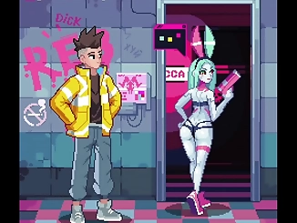 Fierce Female Edgerunner Rebecca in Cyberpunk Action - Must-Watch!